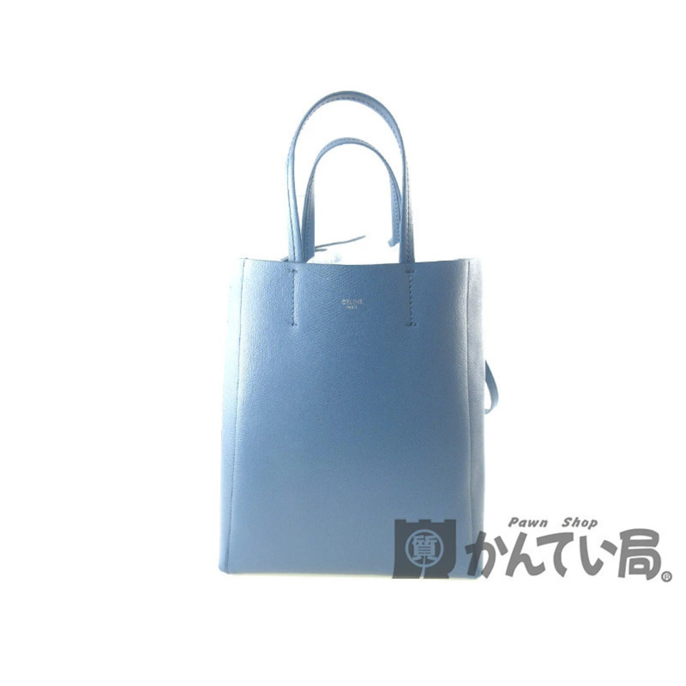 CELINE Cabas bag shoulder tote leather blue